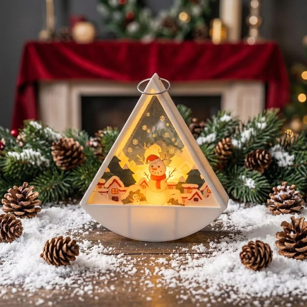 Tabletop Christmas Light Santa Scene Warm White LED