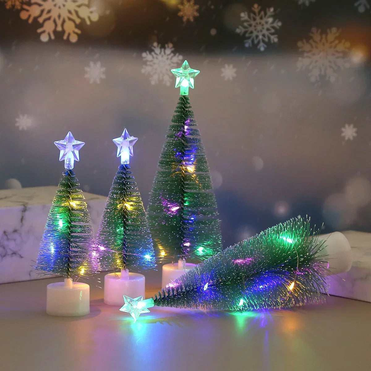 Tabletop Christmas Tree Pre-Lit Colorful Compact
