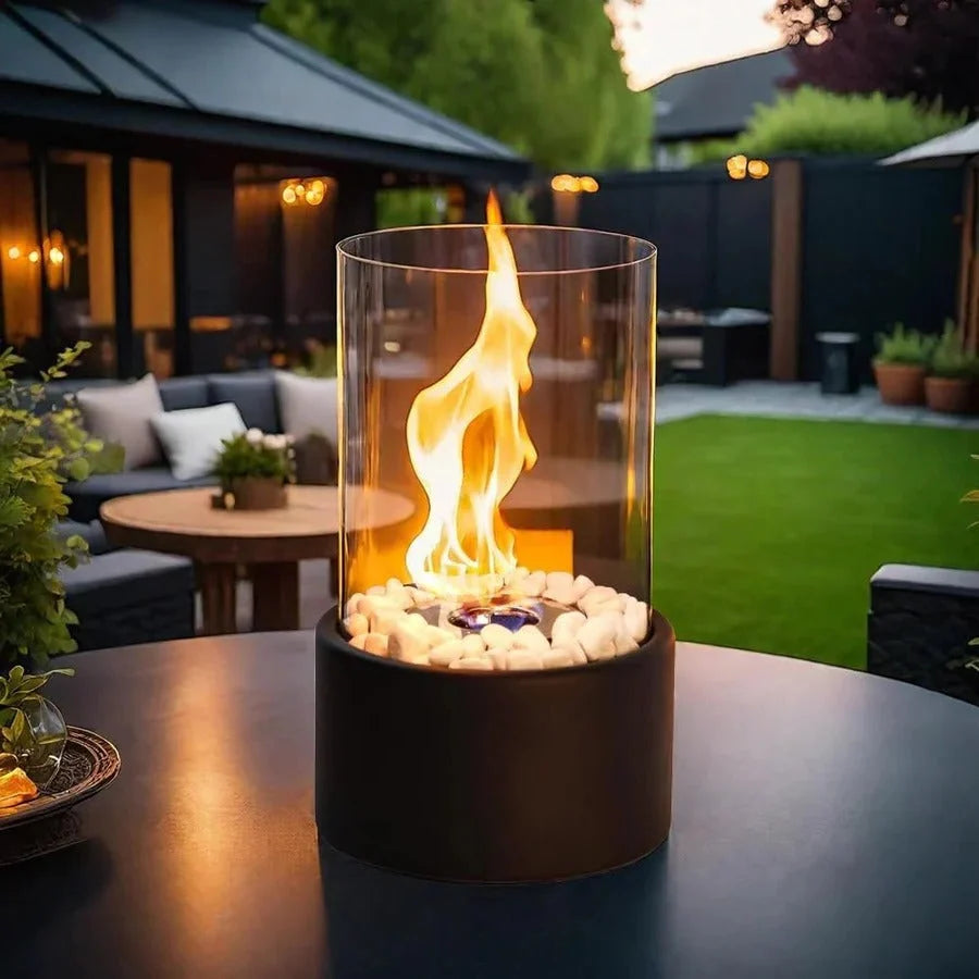 Tabletop Ethanol Fireplace Glass Enclosure Snuffer Included