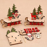 Tabletop Figurine Wooden Santa & Reindeer