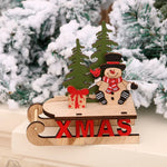 Tabletop Figurine Wooden Santa & Reindeer