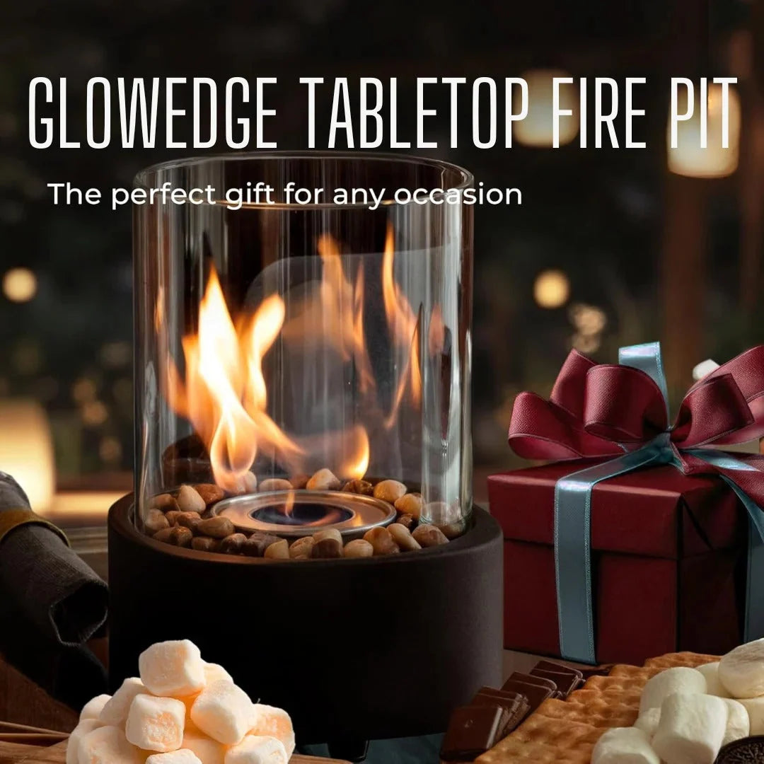 Tabletop Fireplace Portable Ethanol Clean-Burning Glass Shield