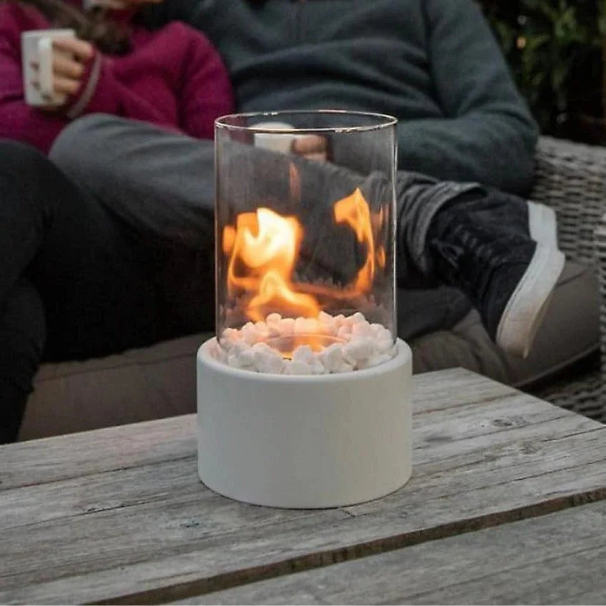 Tabletop Fireplace Portable Ethanol Clean-Burning Glass Shield