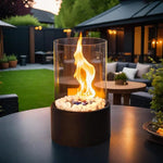 Tabletop Fireplace Portable Ethanol Clean-Burning Glass Shield