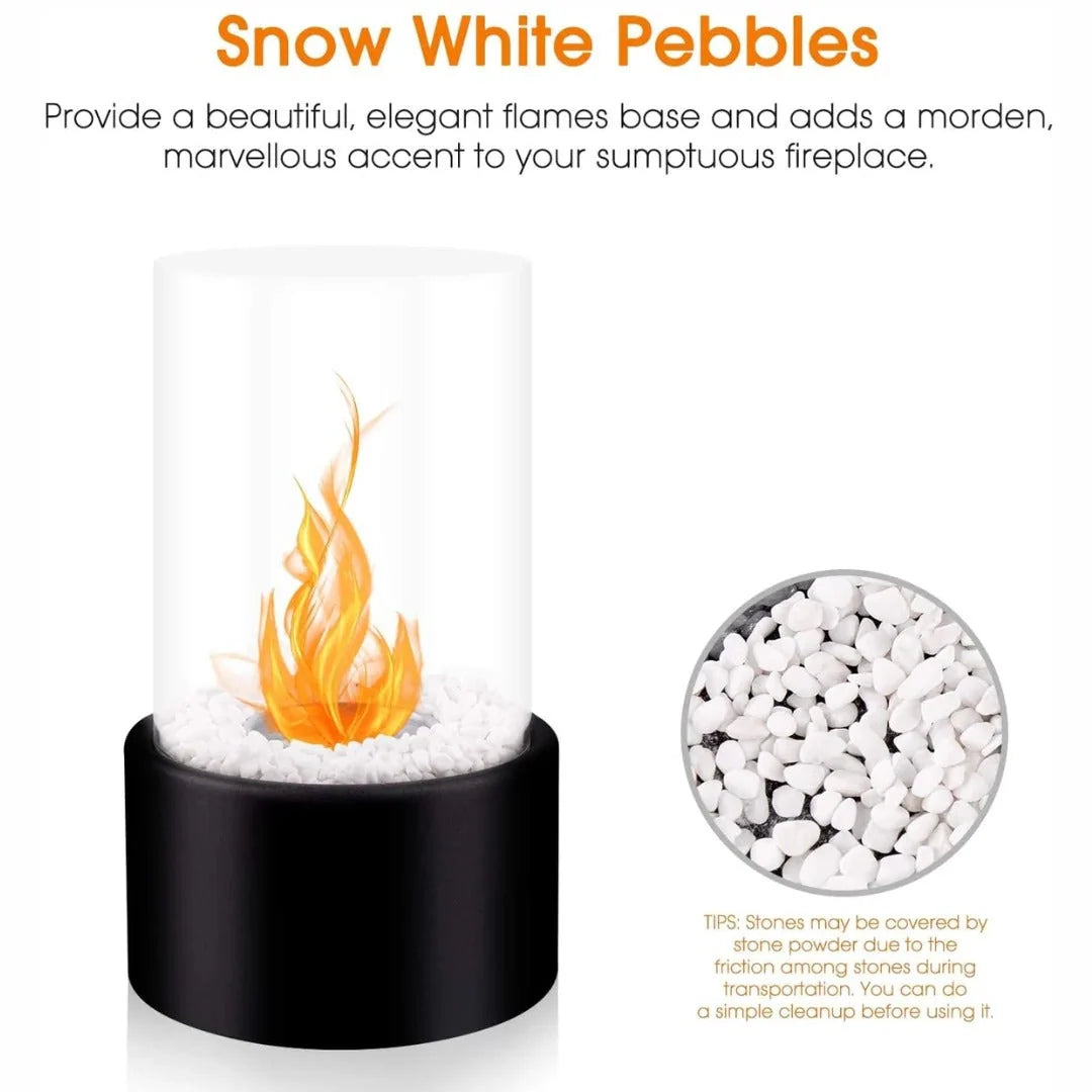 Tabletop Fireplace Portable Ethanol Clean-Burning Glass Shield