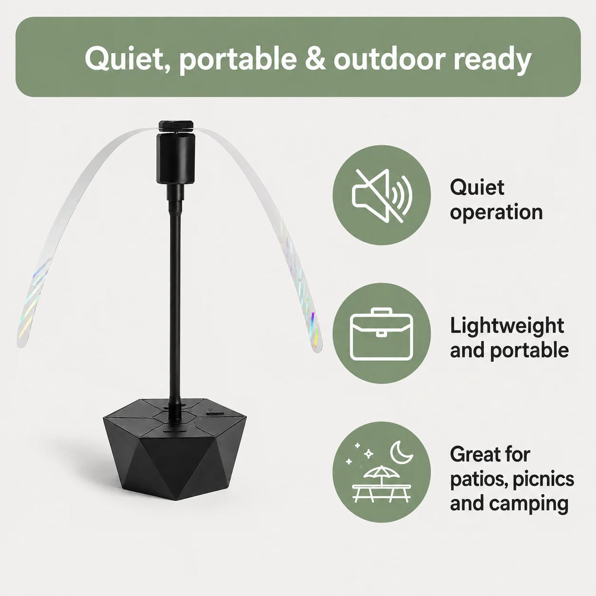 Tabletop Fly Deterrent Fan Quiet USB & Battery