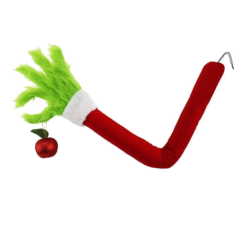 Tabletop Hand Figurine Plush Green Faux Fur Red Glove