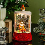 Tabletop Lantern Sparkling LED Santa & Tree