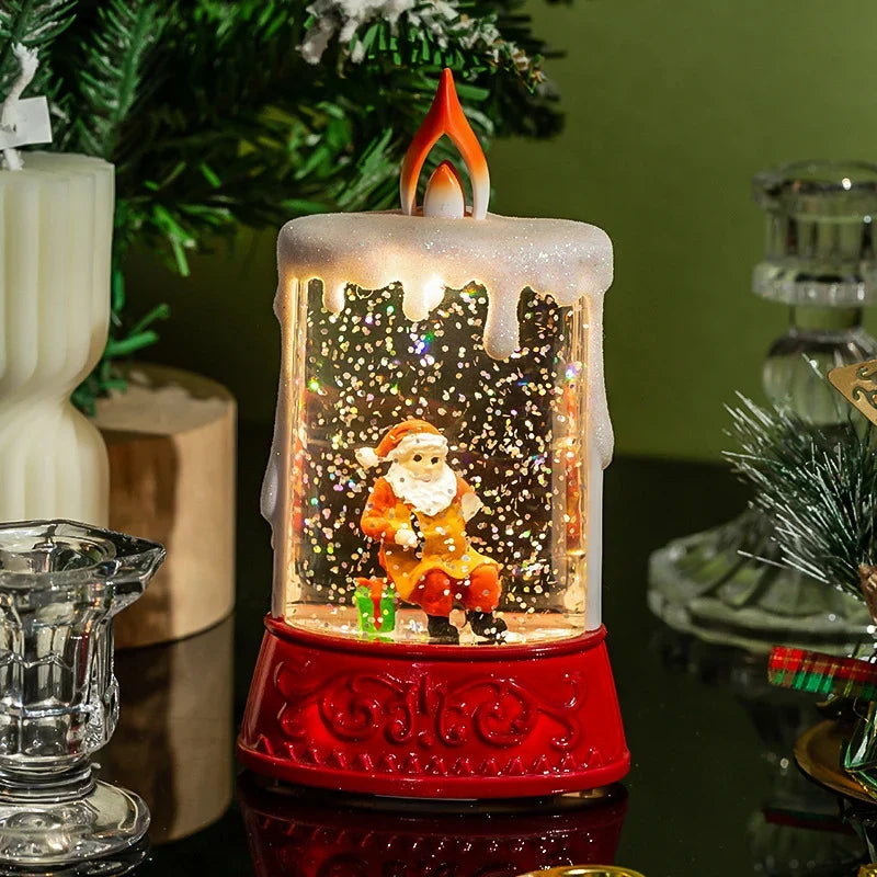 Tabletop Lantern Sparkling LED Santa & Tree