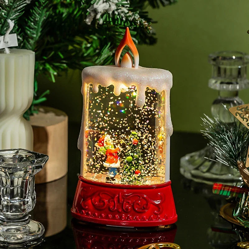 Tabletop Lantern Sparkling LED Santa & Tree