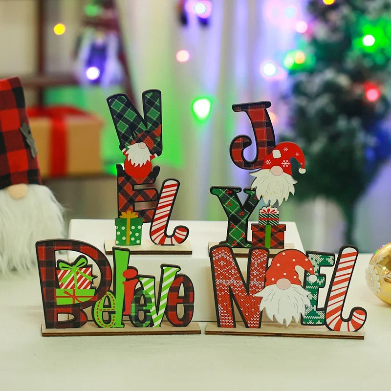 Tabletop Noel Decoration Wooden Christmas Motifs