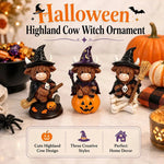 Tabletop Ornament Halloween Highland Cow Resin-Style Decor
