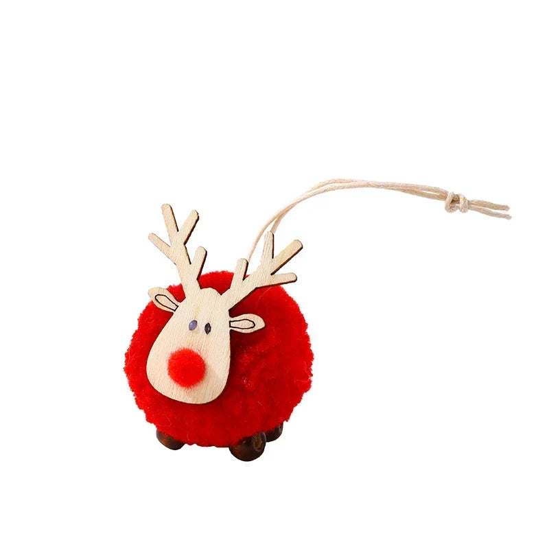 Tabletop Reindeer Figure Handcrafted Wood & Fabric