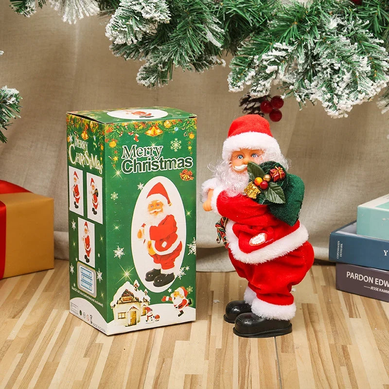 Tabletop Santa Figurine Realistic Design Soft Fabric Trim