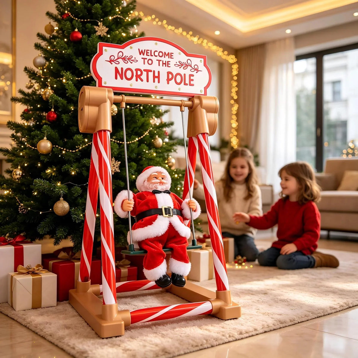 Tabletop Santa Figurine Swinging Design Durable 19.7 Inches