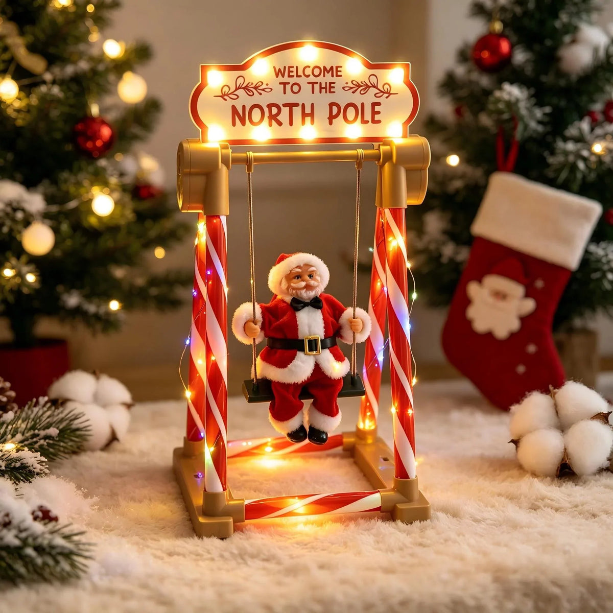Tabletop Santa Figurine Swinging Design Durable 19.7 Inches