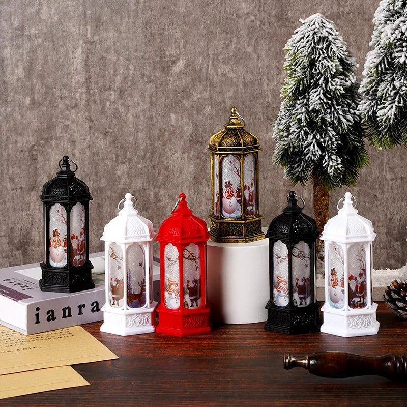 Tabletop Snow Lantern Rotating Scene Battery Powered Warm LED