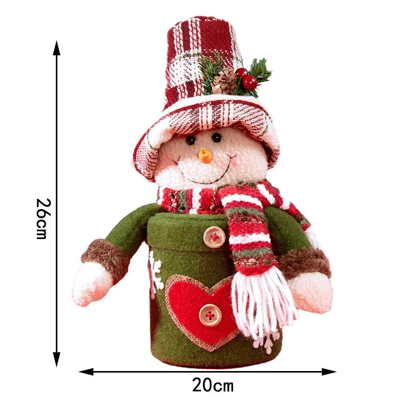 Tabletop Snowman Decoration Heart Pattern & Striped Scarf
