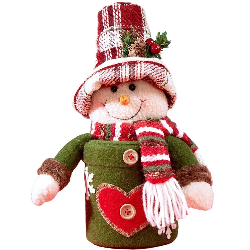 Tabletop Snowman Decoration High-Quality Fabric & Heart Pattern