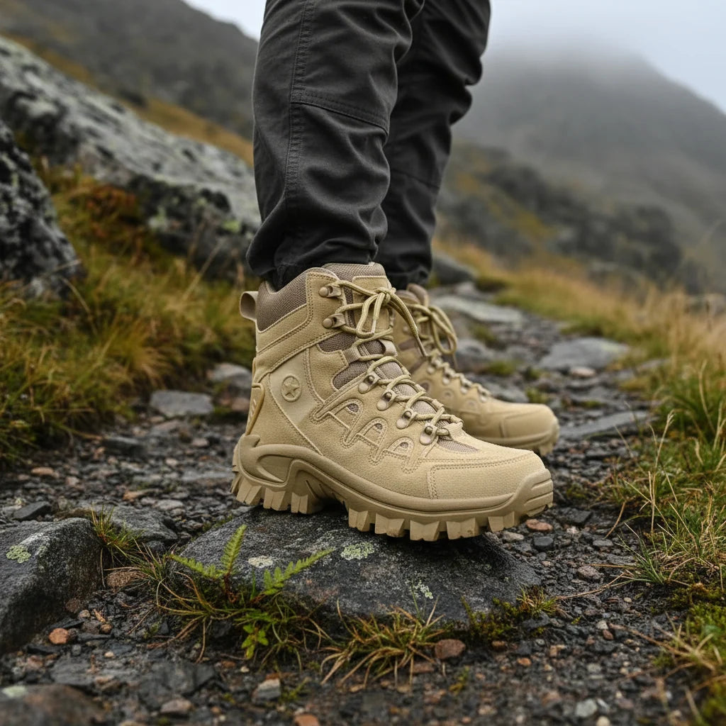 Tactical Boots Waterproof Leather Side Zipper Slip-Resistant