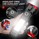 Tactical Flashlight 9000 Lumens Adjustable Focus USB Power Bank