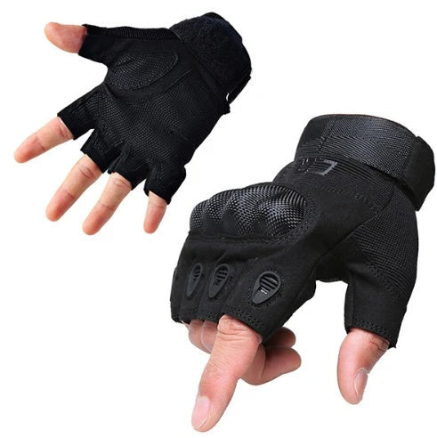 Tactical Gloves Half-Finger Reinforced Knuckles Microfiber
