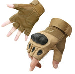Tactical Gloves Half-Finger Reinforced Knuckles Microfiber
