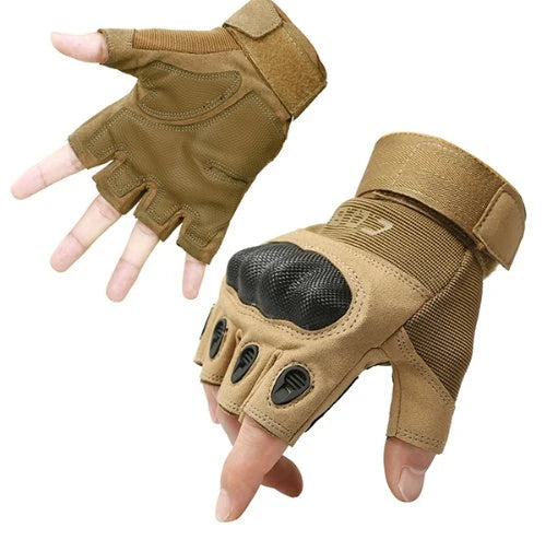Tactical Gloves Half-Finger Reinforced Knuckles Microfiber