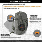 Tactical Travel Bag Weather-Resistant Multiple Pockets Padded Handles