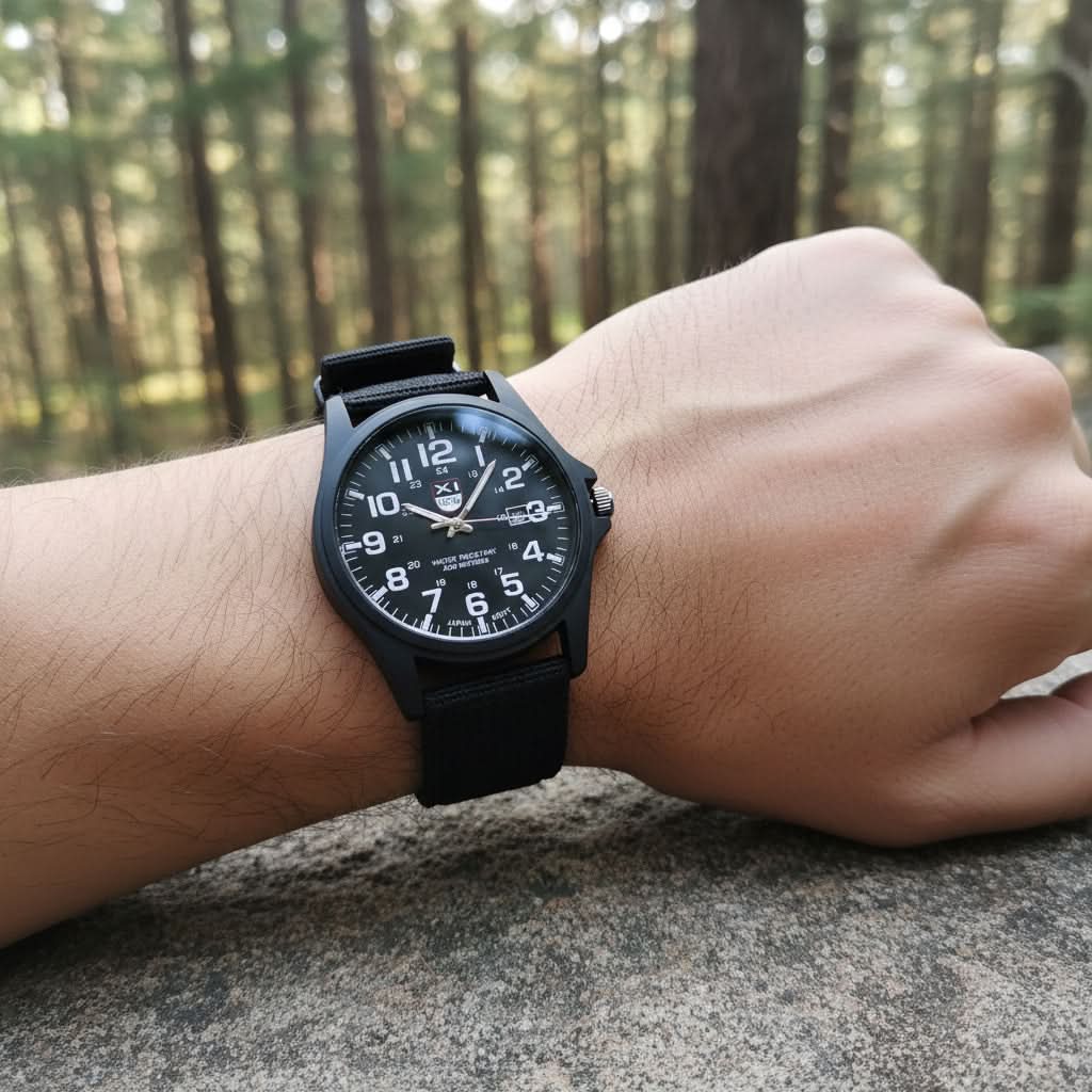 Tactical Watch Glow-in-the-Dark Hands 164-Foot Water-Resistant