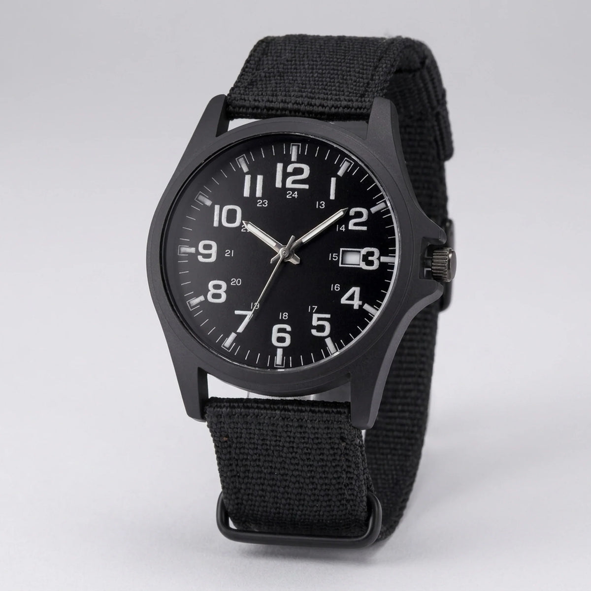 Tactical Watch Glow-in-the-Dark Hands 164-Foot Water-Resistant