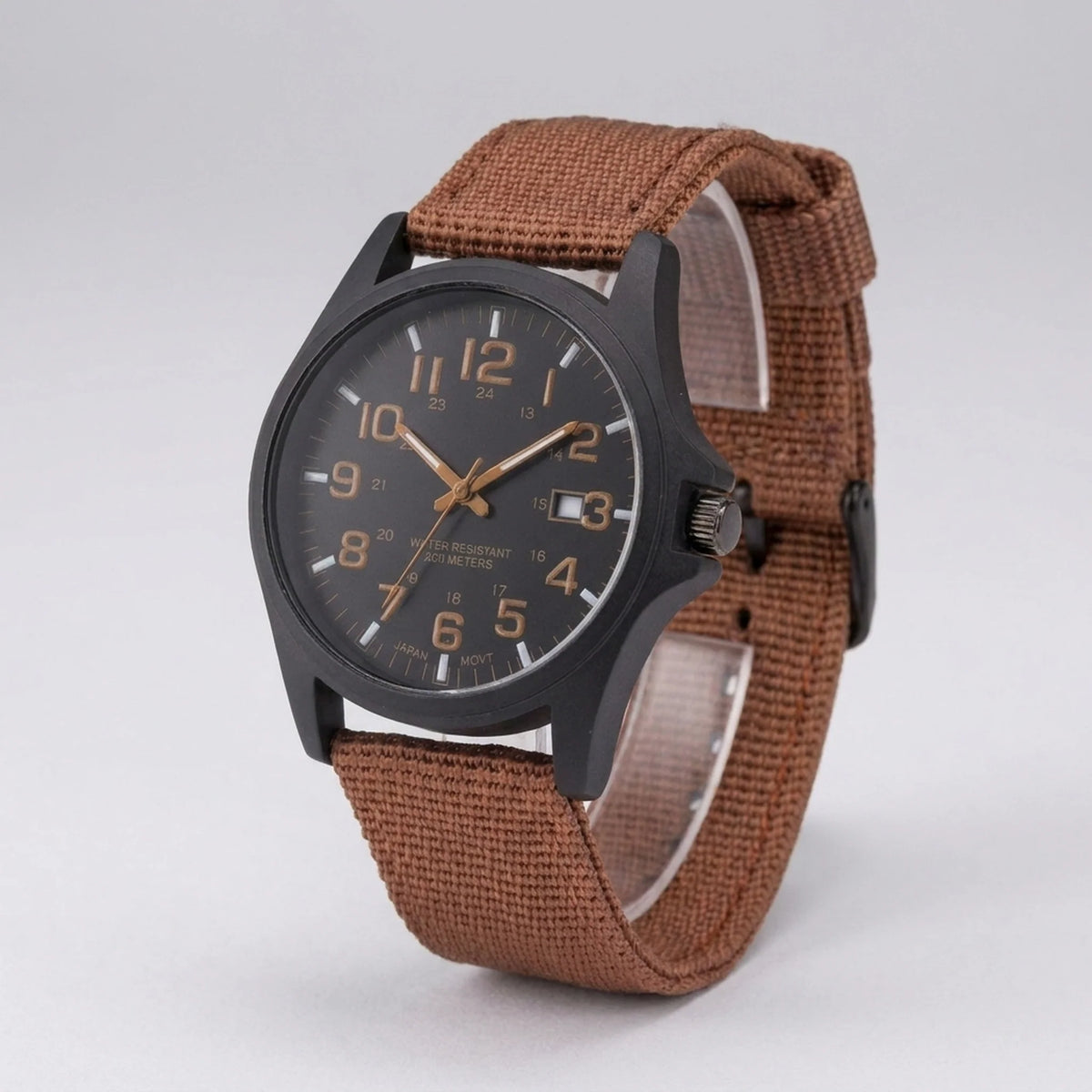 Tactical Watch Glow-in-the-Dark Hands 164-Foot Water-Resistant