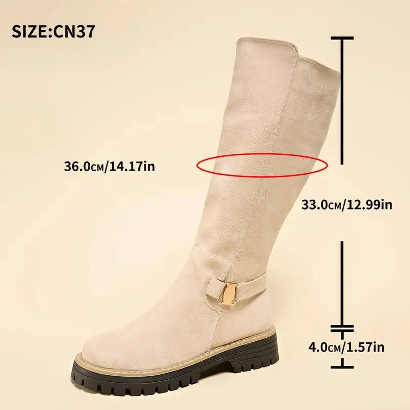 Tall Boots Thick Non-Slip Rubber Sole Easy Closure