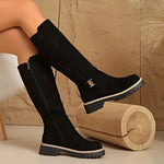Tall Boots Thick Non-Slip Rubber Sole Easy Closure