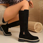 Tall Boots Thick Non-Slip Rubber Sole Easy Closure