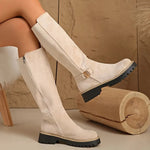 Tall Boots Thick Non-Slip Rubber Sole Easy Closure