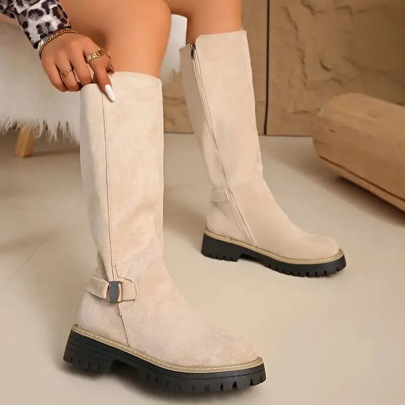 Tall Boots Thick Non-Slip Rubber Sole Easy Closure