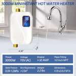 Tankless Electric Water Heater On-Demand Heating Digital Temperature Display