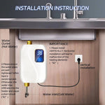 Tankless Electric Water Heater On-Demand Heating Digital Temperature Display