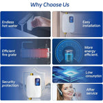 Tankless Electric Water Heater On-Demand Heating Digital Temperature Display