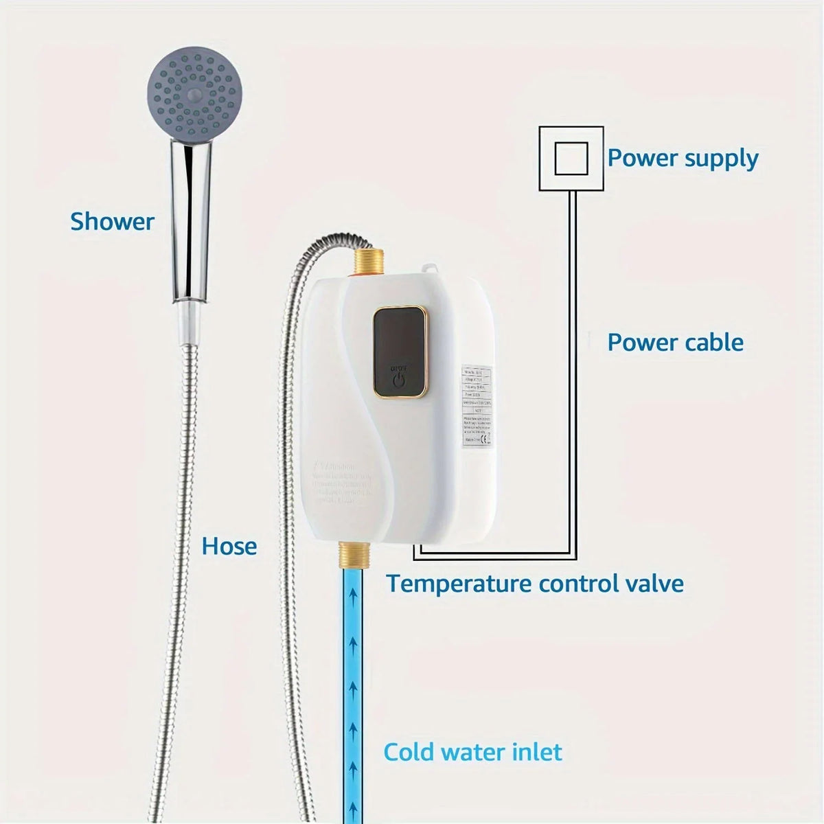 Tankless Electric Water Heater On-Demand Heating Digital Temperature Display