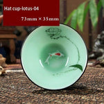 Tea Cup Hand-Painted Celadon Porcelain 2.4 Oz Capacity