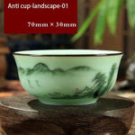 Tea Cup Hand-Painted Celadon Porcelain 2.4 Oz Capacity