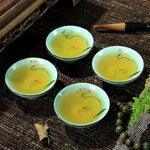 Tea Cup Hand-Painted Celadon Porcelain 2.4 Oz Capacity