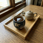 Tea Cup Purple Clay Engraved Landscape 4.1 Oz