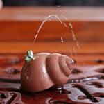 Tea Figurine Ceramic Frog With Wooden Saucer