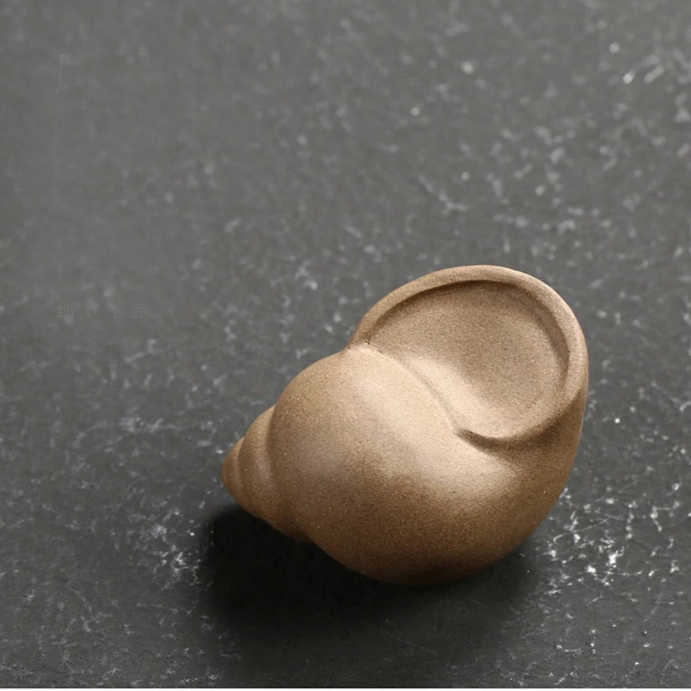 Tea Figurine Ceramic Frog With Wooden Saucer