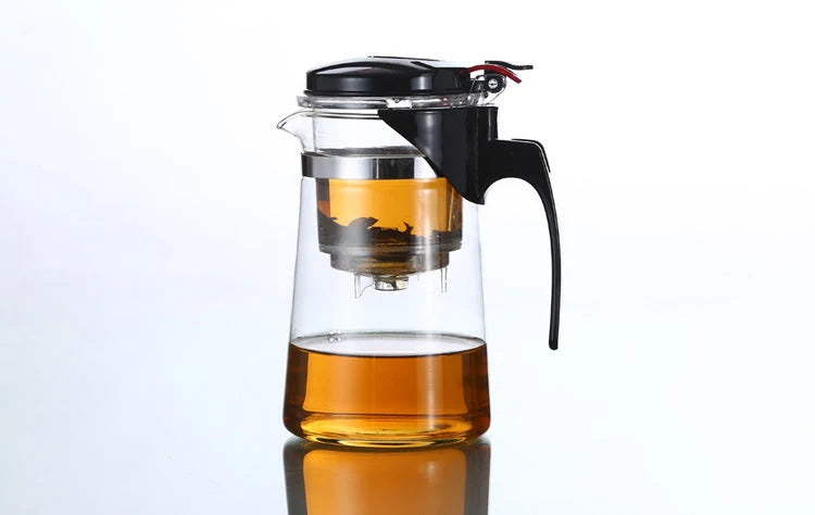 Tea Infuser Pitcher Heat-Resistant Glass Leak-Proof Lid