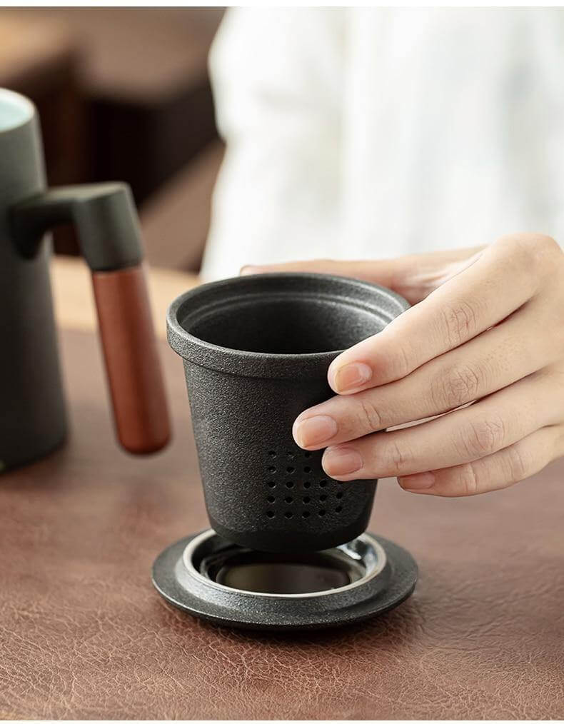 Tea Mug Ceramic Infuser & Lid 13.5 Oz