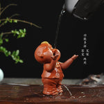 Tea Pet Ornament Handmade Clay Buddha Monk Design